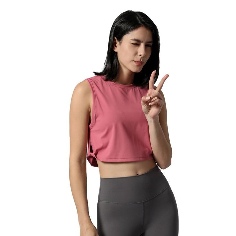 Women Sleeveless Dance Stage Top Solid Color Stretchy Gym Yoga Workout Vest