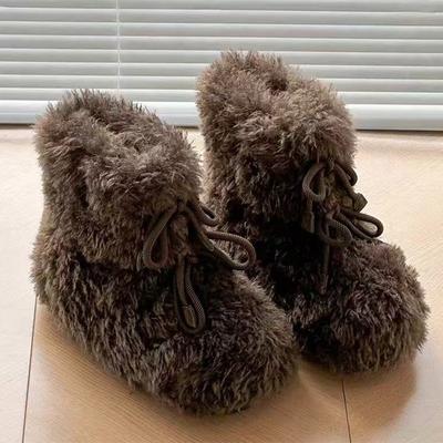 Kailiniai Moteriški Sniego Batai Plokščiapadžiai Dizainerio Šilti Medvilniniai Batai Madingi Nauji Žieminiai Ankle Boots Trumpas Pliušas Jaukūs Sportiniai Botas Femme