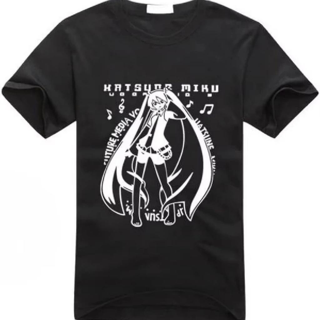 Japanese Anime VOCALOID 2 Miku Hatsune Short Sleeves Tee T-Shirt (XXL, Black)