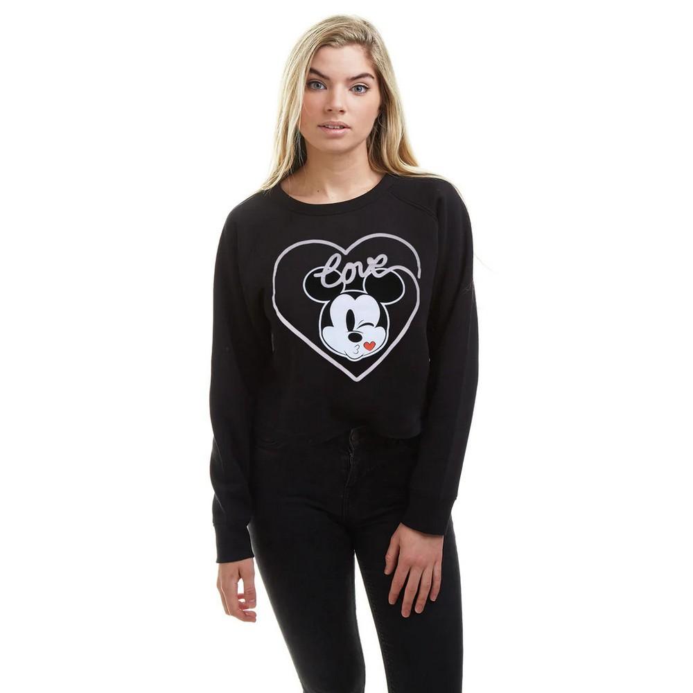 Disney Womens/Ladies Mickey Mouse Kiss Crop Sweatshirt