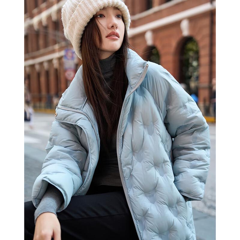 Iveni Classic Stand Collar Mid-Length Down Jacket WEOA313