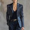 Women Fringe PU Leather Jacket Vintage Lapel Collar Short Bolero Cardigan Coat