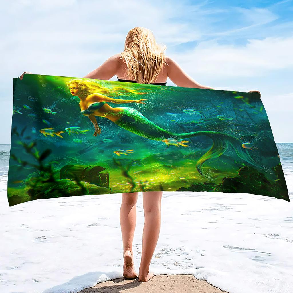 Beach Towels Mermaid Bath Towels Microfiber Pool Towel Shower Towel Beach Towels Quick Dry Pool Towels Gifts for Kids Girls