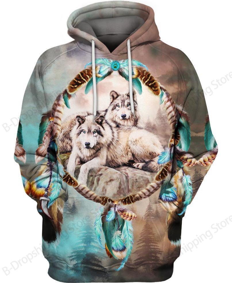 Native Wolf Pattern Culture 3d Print Hoodie Men Women Fashion Long Sleeve Hoodies Vintage Coat Men Sweatshirt Unisex Clothes NEW