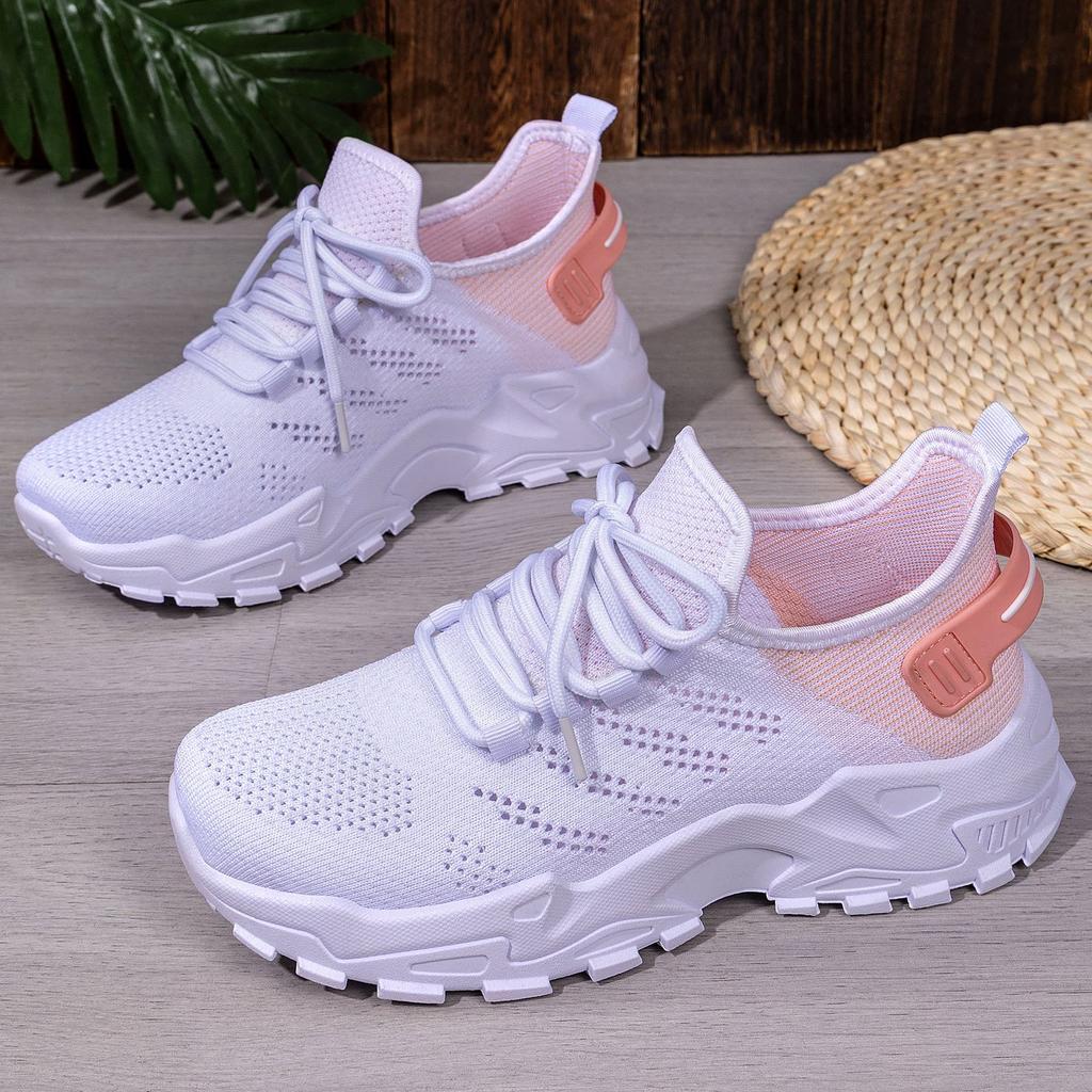 Women Versatile Thick Bottom Sneakers Height Increasing Running Shoes Breathable Lace Up Casual Shoes Casual Daily Comfortable Lightweight Sneakers