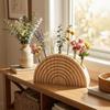 Wooden Wall-mounted Flower Rack Minimalist Handmade Semicircle Wall Planter with Foam Wall Storage Rack Wall Decors
