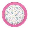 Lot of 10 "Happy Spring" Cardboard Plates 23cm Pink