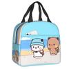 Cartoon Mochi Cat Peach And Goma Meme Lunch Bag Women Thermal Cooler Insulated Lunch Box for Work Office Travel Picnic Food Bags Practical Use