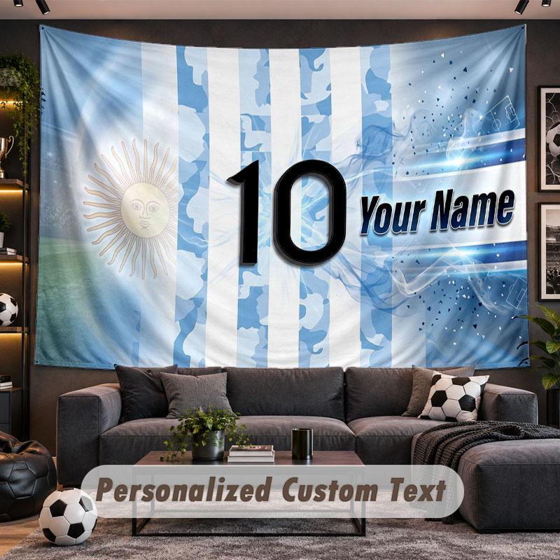Wall Hanging Tapestry Custom NameLionel Messi Pattern Personalized Printed Fabric Wall Decor
