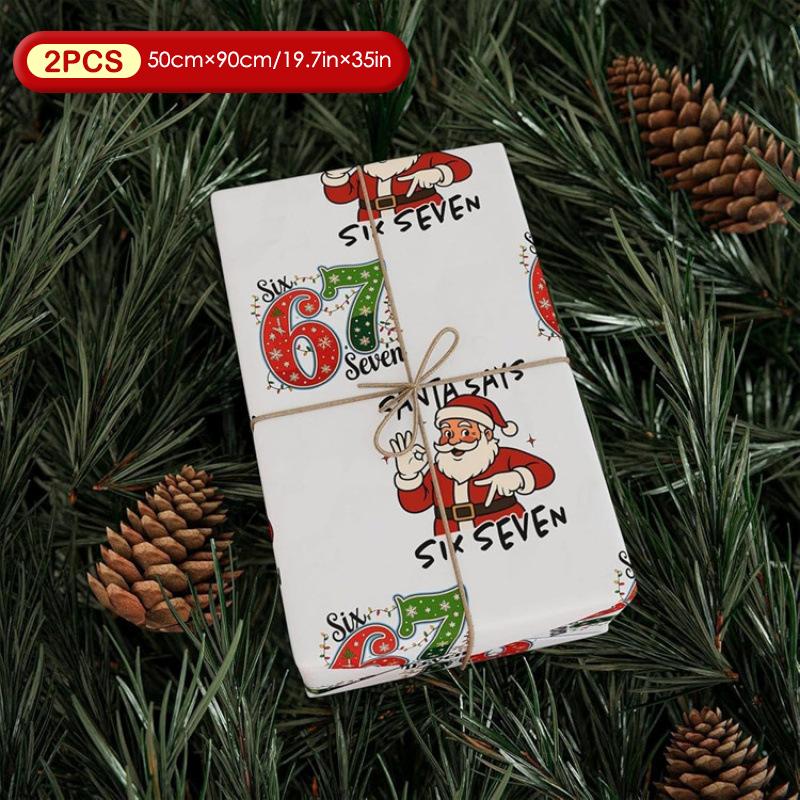 67 Vánoční balicí papír, 6 7 Balicí papír, 67 Vtipný vánoční balicí papír pro děti, Santa 67
