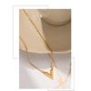 Ins Style Simple V Shaped Diamond Pendant Titanium Steel Clavicle Necklace For Women