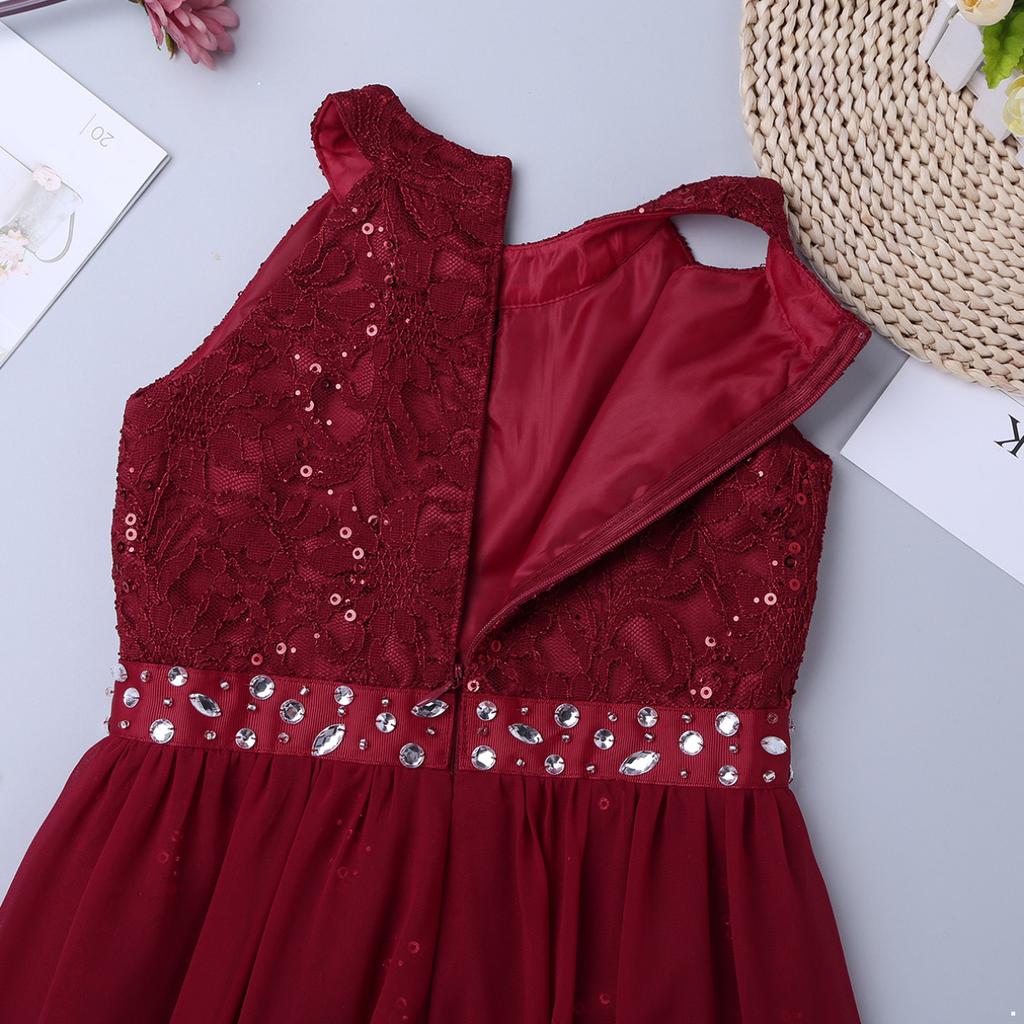 Flower Girl Dress Kids Girls Floral Lace Wedding Party Formal Evening Prom Dress Junior Bridesmaid Gowns