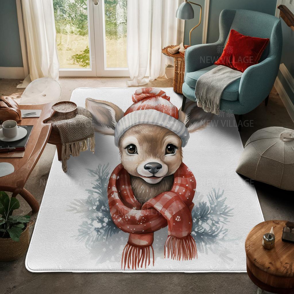 House Entrance Carpet Home Door Mat Living Room Bath Foot Bathroom Non-slip Water Absorption Rugs Bath Merry Christmas Winter