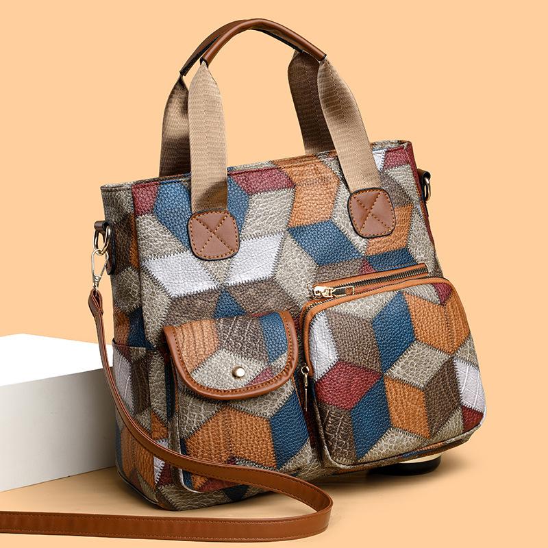 Retro bag, soft leather, fashionable fashion item, double pocket, single shoulder, diagonal cross bag