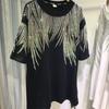 Women's Oversized T-shirt Sparkly Rhinestone Wing Design Casual Loose Short Sleeve Top