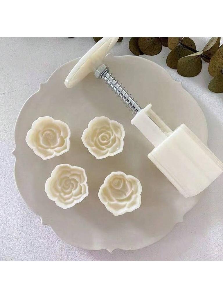 Rose Shaped Mooncake Mold Setwith Press Tool- Romantic Baking Kit FolValentine's Dates DIY Home Dessert Asian Festiva Cooking