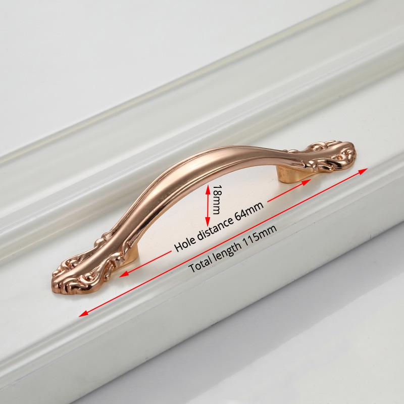 KAK 5 pieces Champagne Gold Door Handles Zinc Alloy Cabinet Handle Drawer Knobs European Wardrobe Pulls Kitchen Furniture Handle