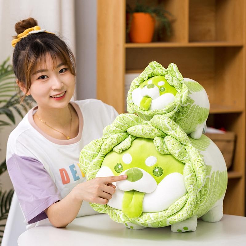 1pc 25 /30 /35cm Jouets en Peluche Chien Légume Mignon Créatif Chou Chinois Shiba Inu Oreiller Animal en Peluche Coussin de Canapé Cadeaux pour Bébé