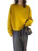 Ginger Yellow Round Neck Women's Korean-Style Loose Sweatshirt - Spring Fashion