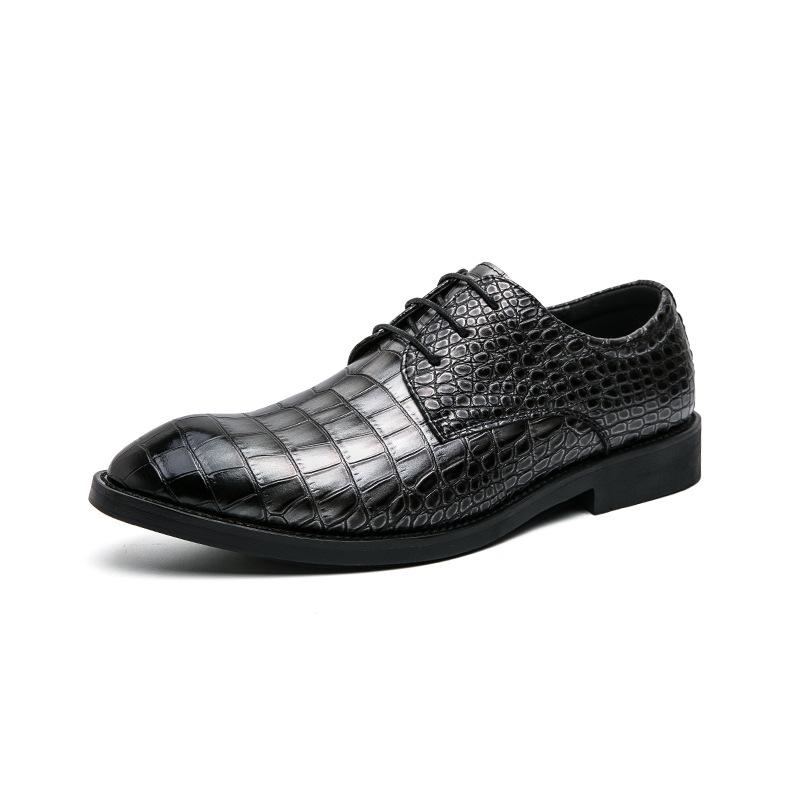 Large Size Men's Business Dress Leather Shoes Fashion Crocodile Pattern Lace-up Leather Shoes British Style Gentleman Leather Shoes