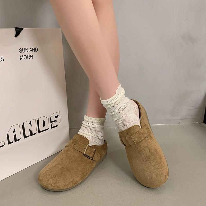 Retro French Bag Head Half Slippers Women's New Summer Fashion Outer Wear Lazy Versatile Flat Thick Bottom Increase