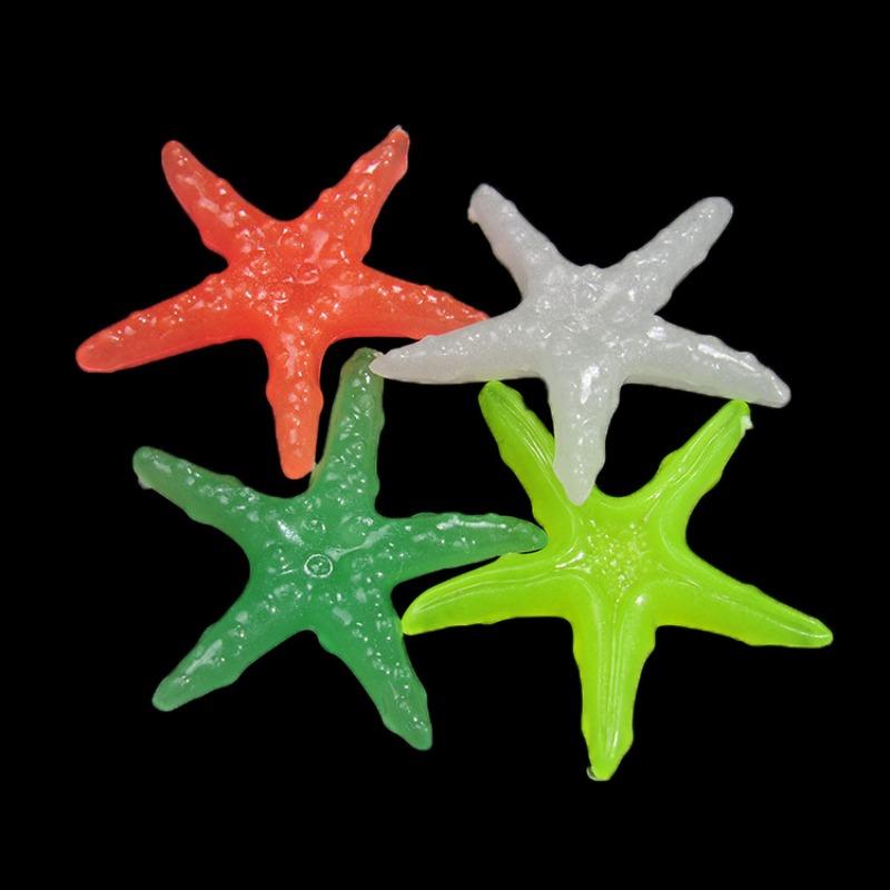 50 Pcs/1 Pack Fish Tank Landscaping Luminous Stone Luminous Small Stone Luminous Conch Fluorescent Shell Luminous Simulation Starfish Home Decoration