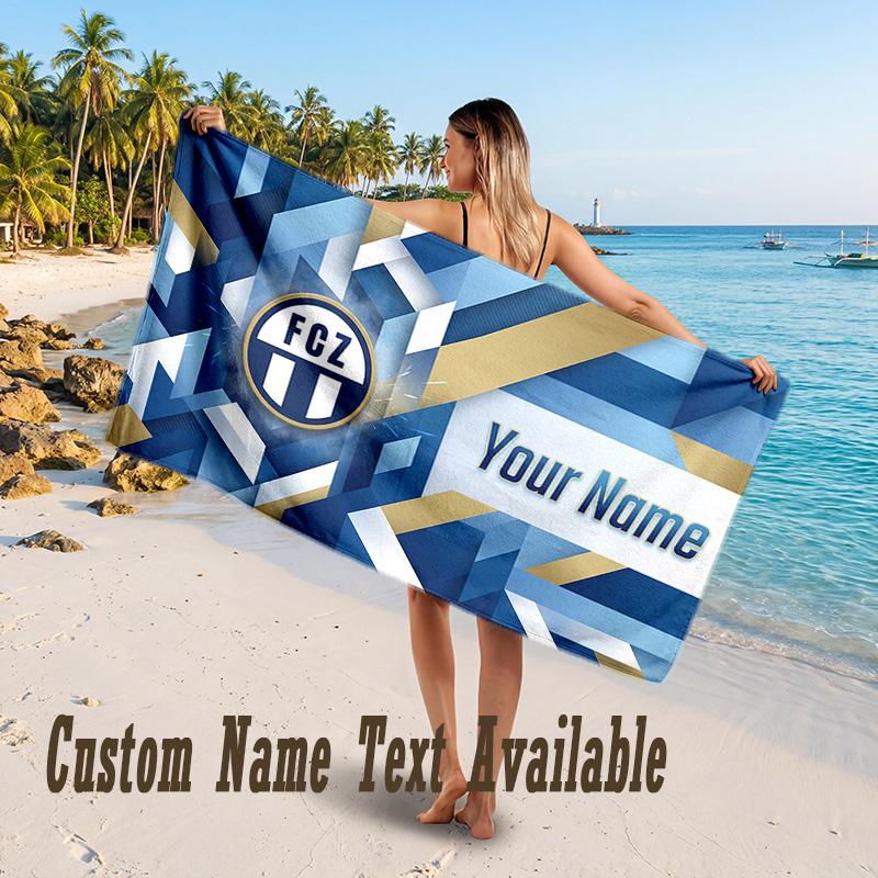 FC Zürich Design Beach Towel Custom Text Large Towel for Beach Vacation