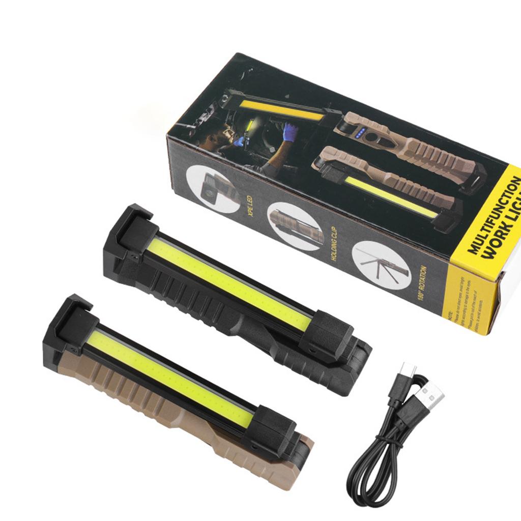 Double-sided COB folding work light strong magnet 3 light sources strong light emergency flashlight maintenance light