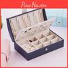 Jewelry Travel Box Organizer For Necklace Ring Ear Studs 2 Layer White