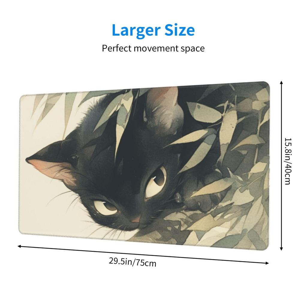 Mouse Pad Large Gaming Anime Cat Japanese Style Cat Japanese Pattern Mouse Mat Desk Mat Extra Large Large Keyboard Pad Rubber Sole ELECOM Optical