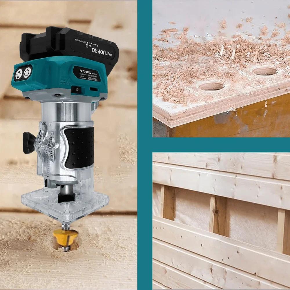 30000RPM Brushless Electric Trimmer 5-speed Woodworking Wood Router Milling Engraving Slotting Machine For Makita 18V Battery