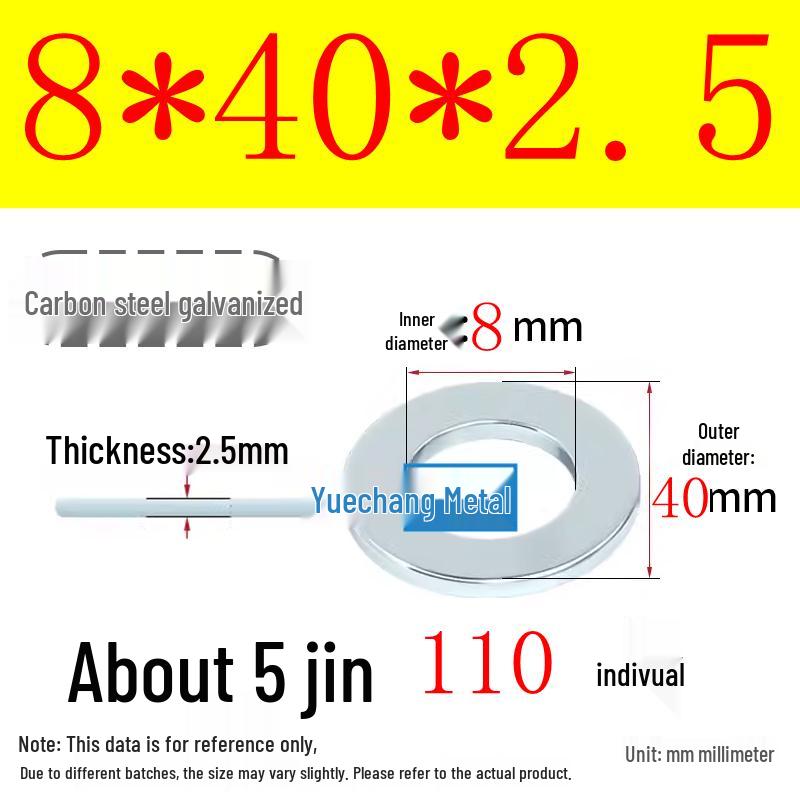 Galvanized Iron Flat and Square Washer Set - Thick, Enlarged, Extra Large, and Special Shapes