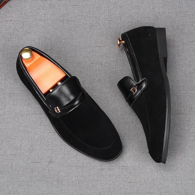 Fashion Fashion New Men's Suede Leather Flats Shoes Male Designer Comfortable Penny Loafter Homecoming Wedding Dress Footwear