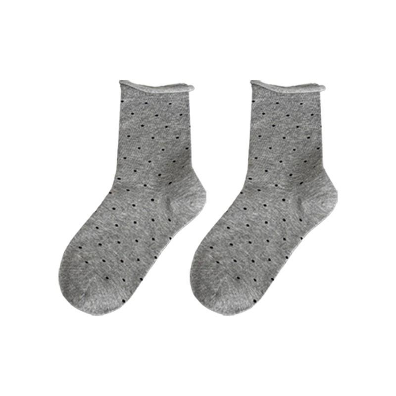Graue Polka-Dot Baumwoll-Slouch-Socken für Damen - Atmungsaktiv, Weich, Umgeschlagener Bund, Vielseitig, Geeignet für die Zeit nach der Geburt.