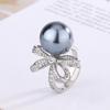 Shengsheng Jewelry Copper Bottom Gold Plated Pearl Retro Bow Ring Female 14Mm