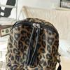 Leopard Print Backpack Casual Daily Use Trendy Street Style Lightweight Backpack for Women with Tassel Detail for School Travel and Everyday Outings