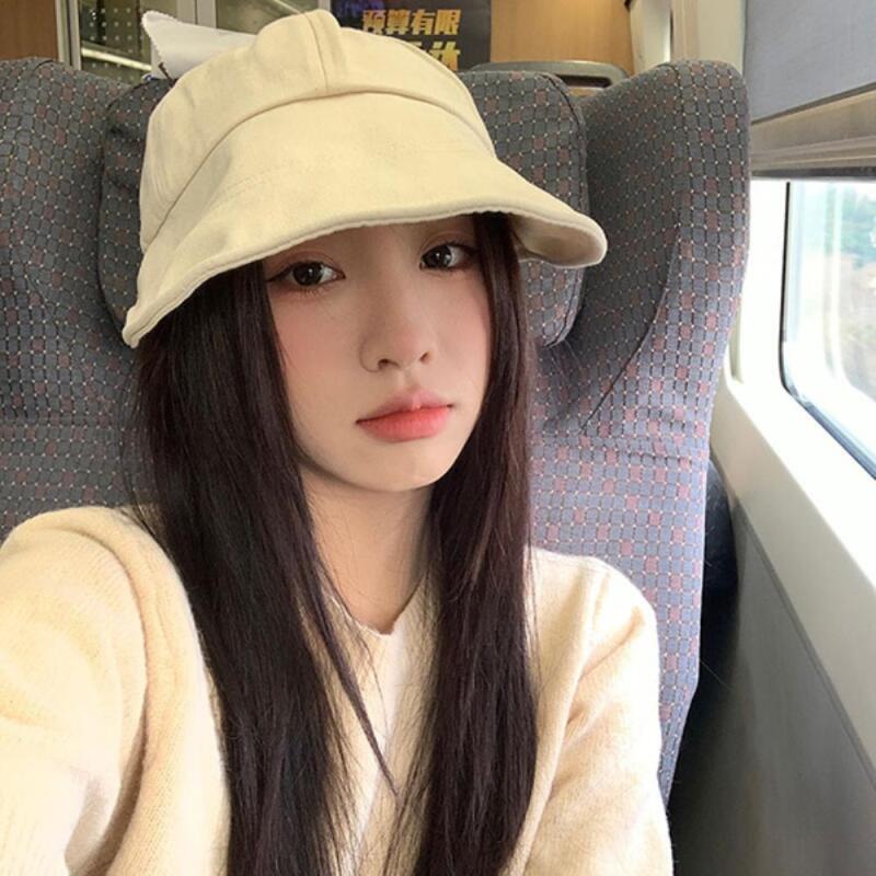 Женская летняя хлопковая солнцезащитная кепка с 3-цветной лентой C7195_Black