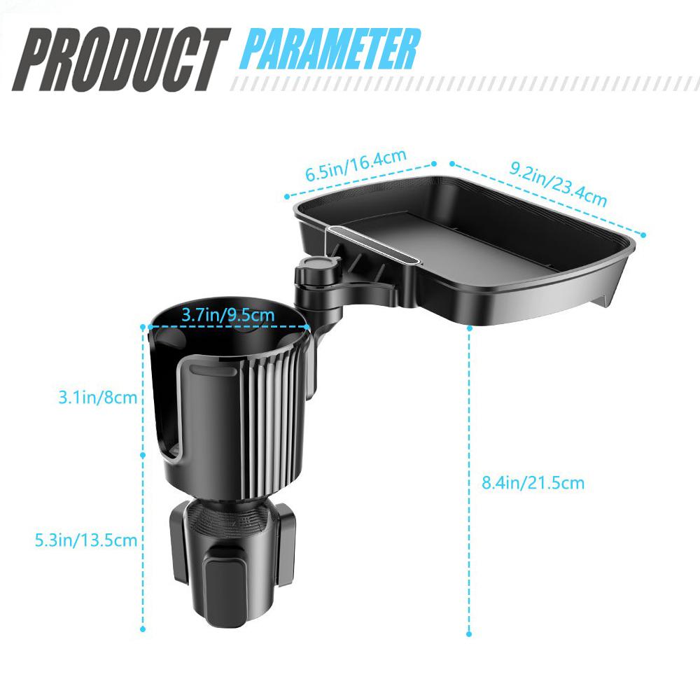 

New 2 In 1 Car Cup Holder 360 Degree Rotating Dining Tray Car Water Cup Holder Coffee Hamburger Storage Box Small Dining Table чорний
