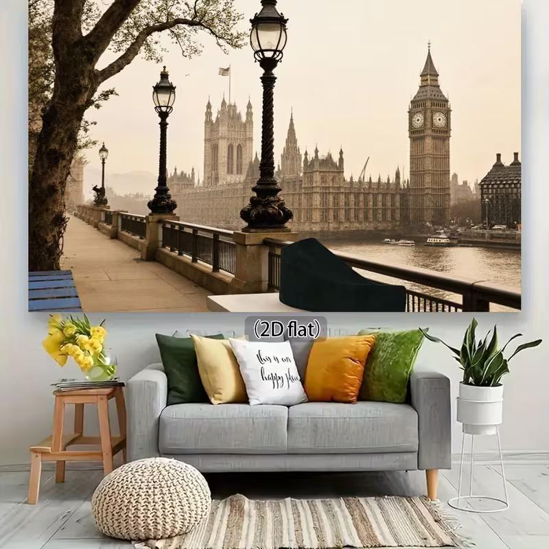 Sfondo Classico 2D di Londra, Big Ben, Palazzo & Fiume Tamigi Sfondo Studio