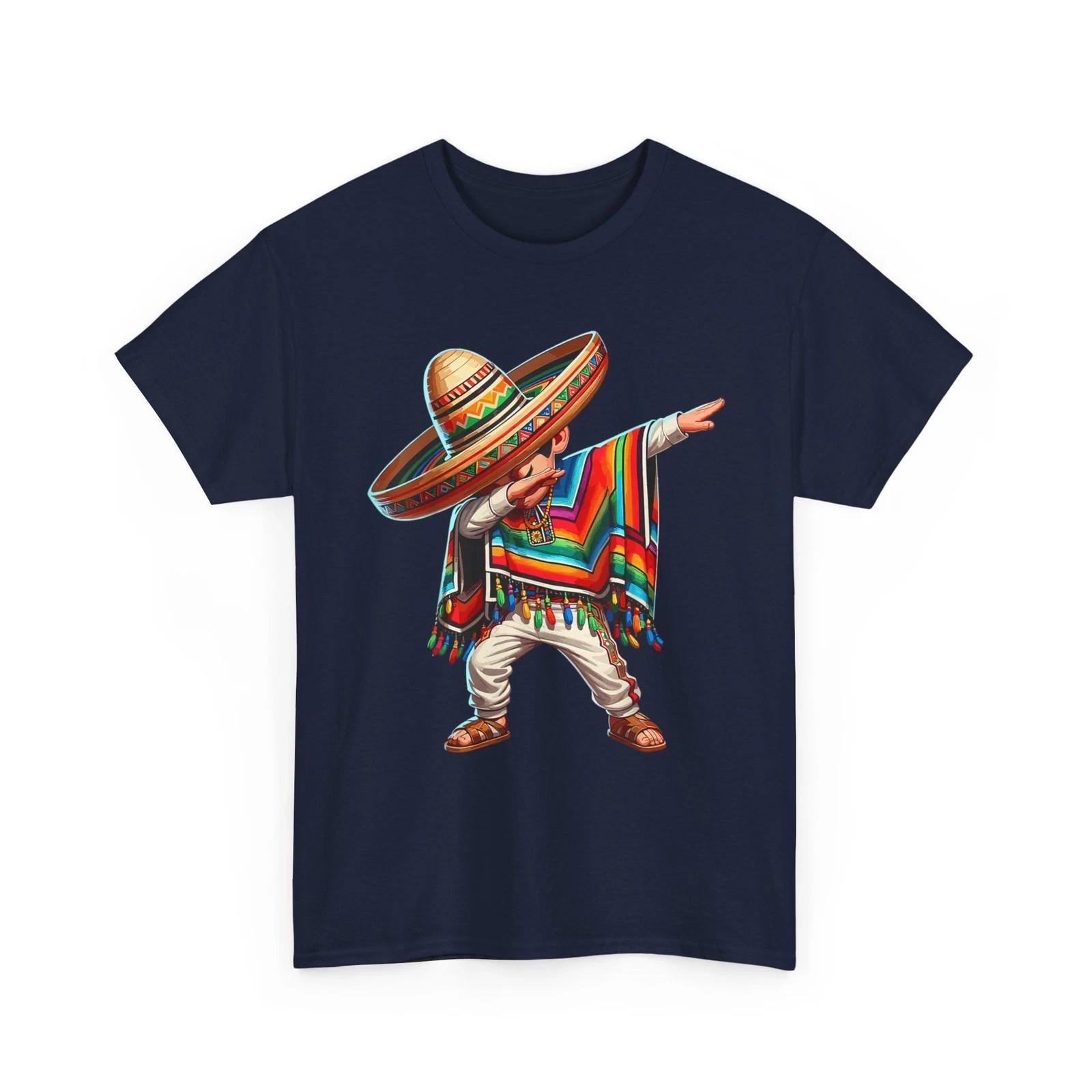 Mexican Boy Dabbing in Poncho Cinco de Mayo T-Shirt for Men and Women XXXL