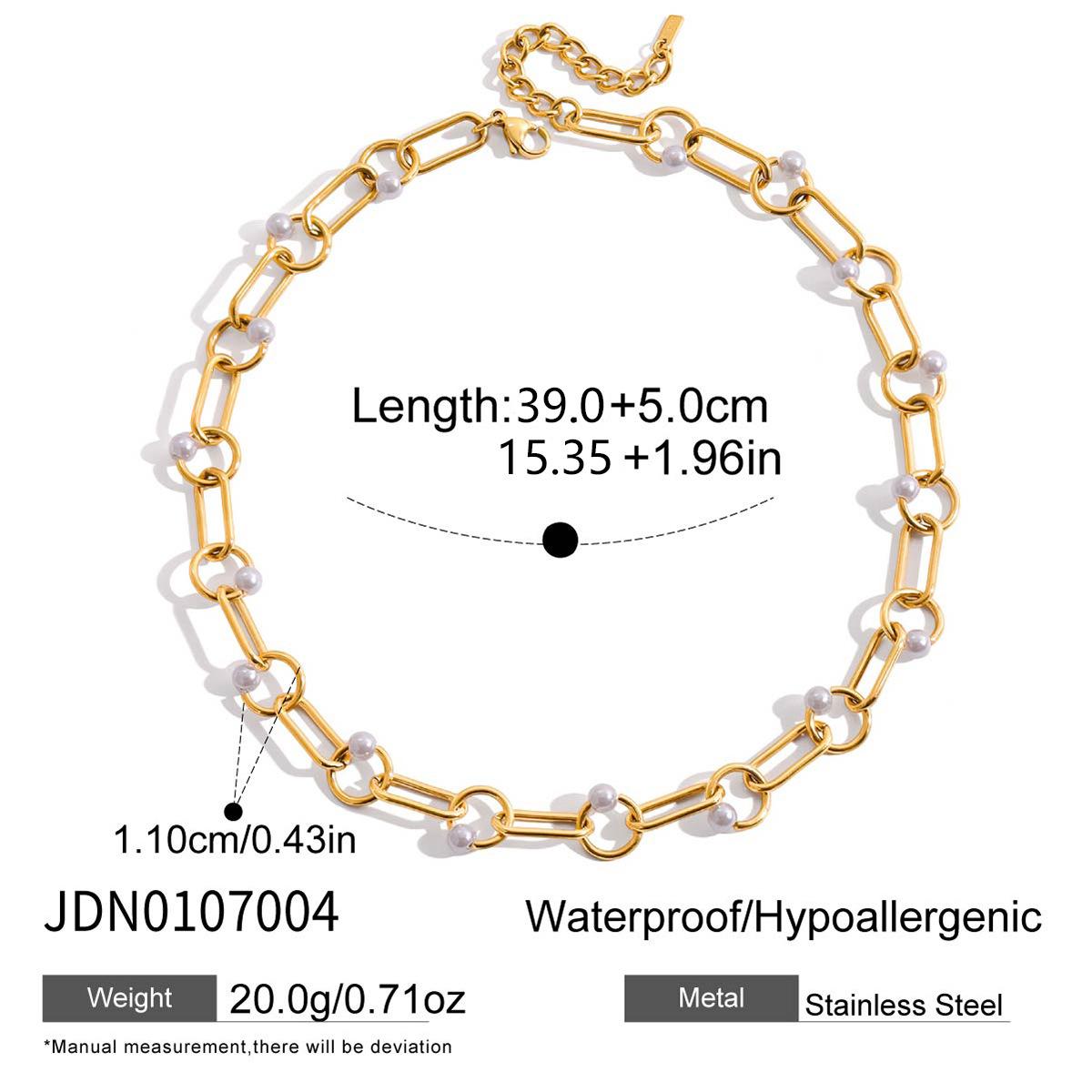 Titanium steel chain clip imitation pearl necklace niche collarbone chain does not fade stainless steel