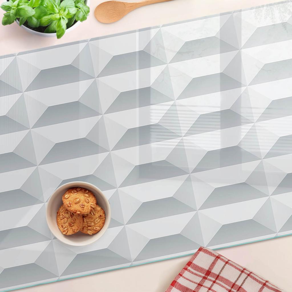 Glass Kitchen Cutting Board with Geometric Figures Graphic 80X52 Cm