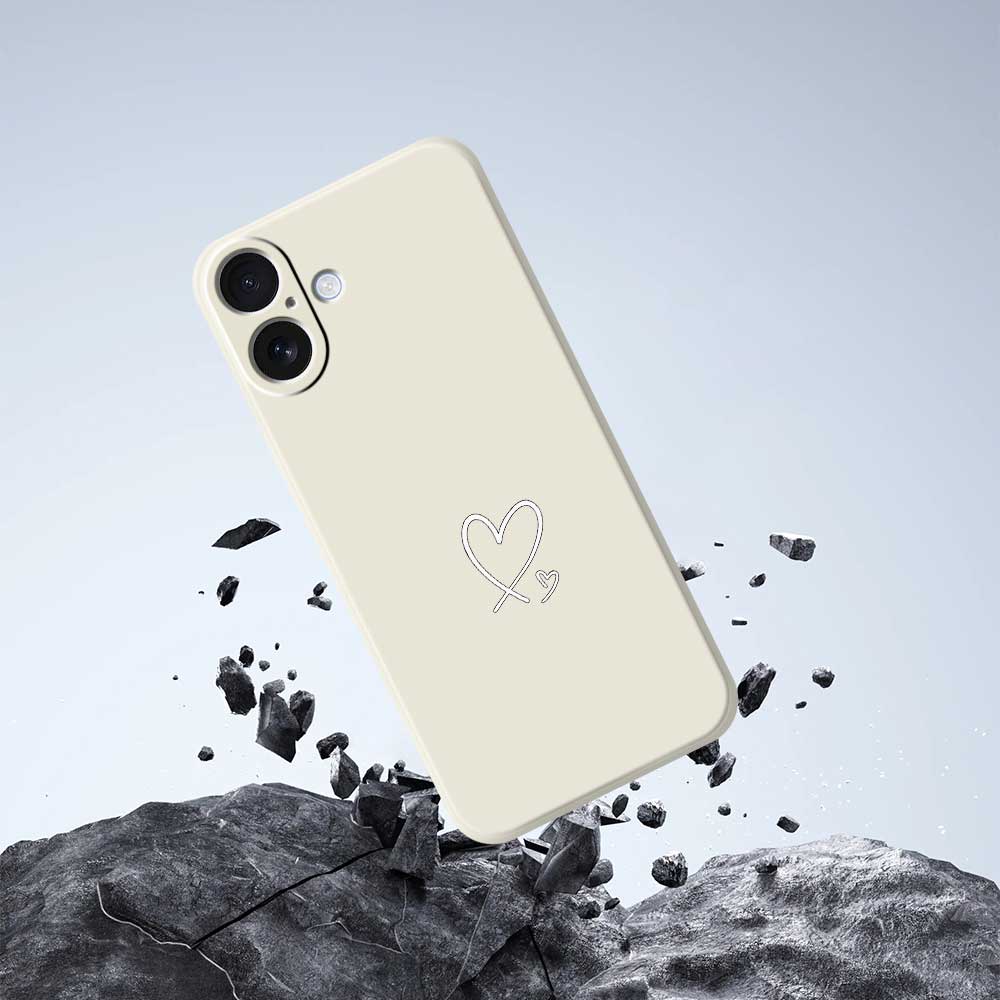 For iPhone 17 Case White Love Pattern Printing Straight Edge TPU Phone Back Cover