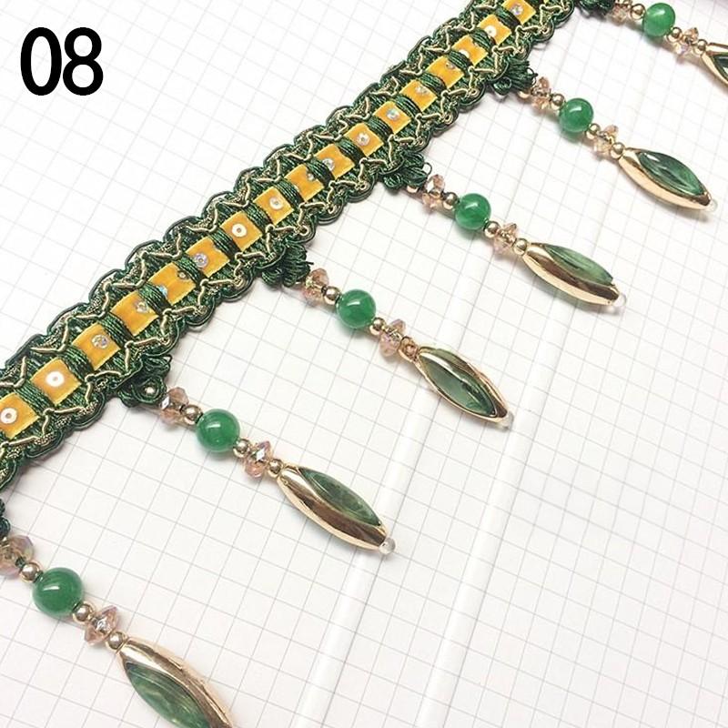 12m Crystal Bead Pendant Tassel Fringe Lace Trim Edge DIY Upholstery Curtain Ribbon  Sewing Curtain Accessorie Lace Decoration