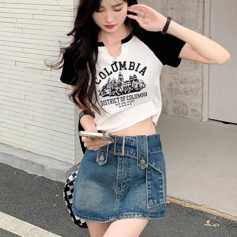 

Dopamine Women s V-Neck Short Sleeve Raglan Top - Sweet & Spicy High Waist Print 2XL (65-75 kg)