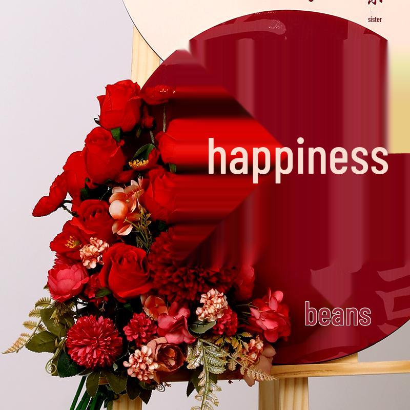 Customized Wedding Reception KT Board and Artificial Flower Display Stand