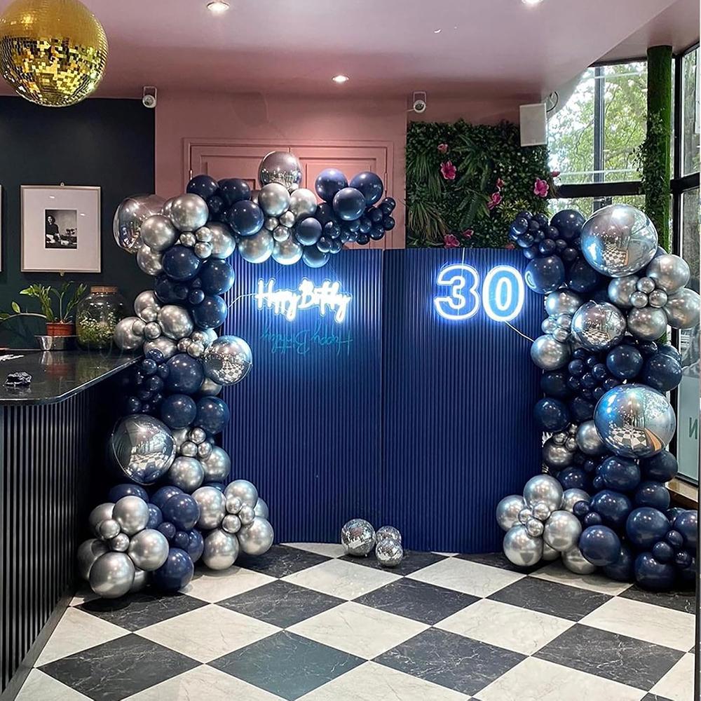Navy Blue Balloons Garland Bule Silver Balloon Arch Kit Baby Shower Graduation Wedding Anniversary Kid Birthday Party Decoration