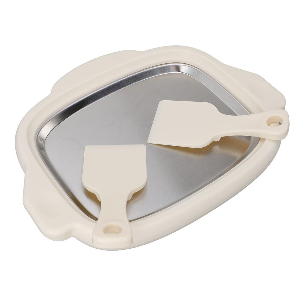 Ice Stir Frying Machine with 2 Shovels 304 Stainless Steel Plate Rolled Ice Cream Maker Fried Yogurt Machine for Home