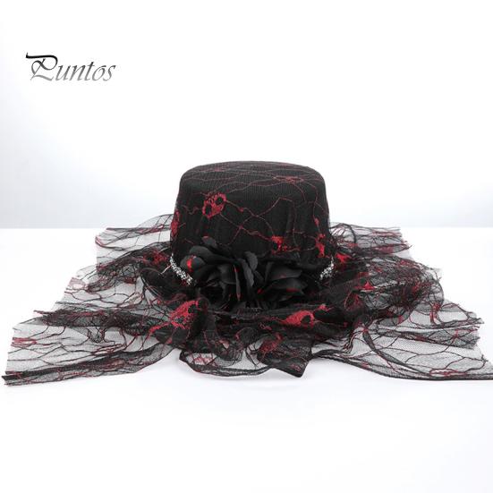 Decorazioni per Festa di Trucco Cappello a Cilindro in Feltro per Adulti Uomini Donne, Steampunk Halloween Cosplay con Copricapo Scheletro Mano e Rosa, Costume Cosplay Gotico Nero,