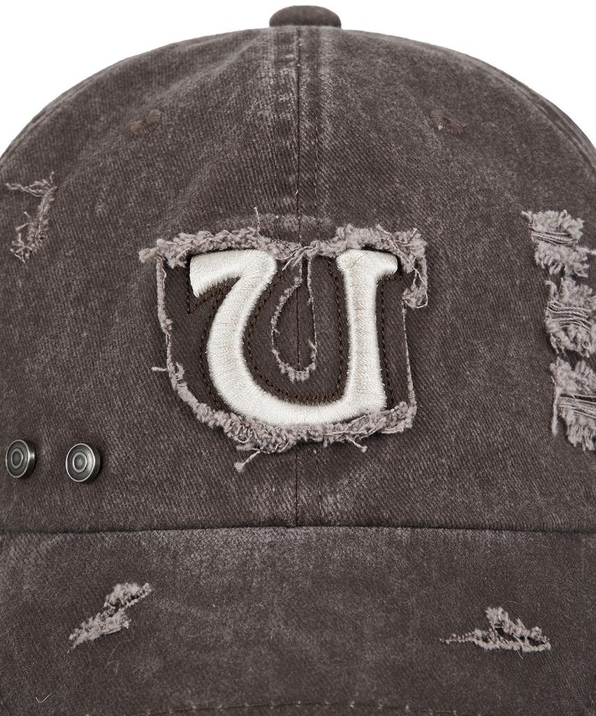 Uusoo Damage 6-Panel Ball Cap_ Washed Brown